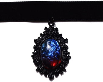 Dragon Breath Opal Velvet Choker Necklace