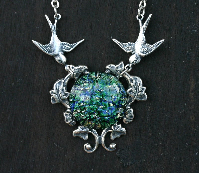 Swallow Necklace with Blue Opal image 5