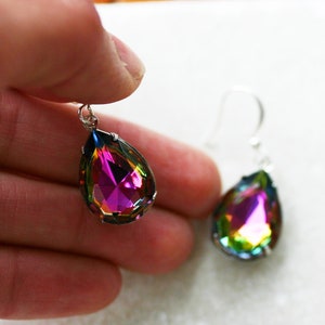 Mystic Topaz Earrings Rainbow Vitrail Teardrops image 3