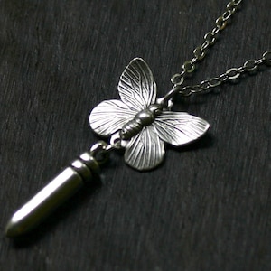 Bullet With Butterfly Wings Necklace