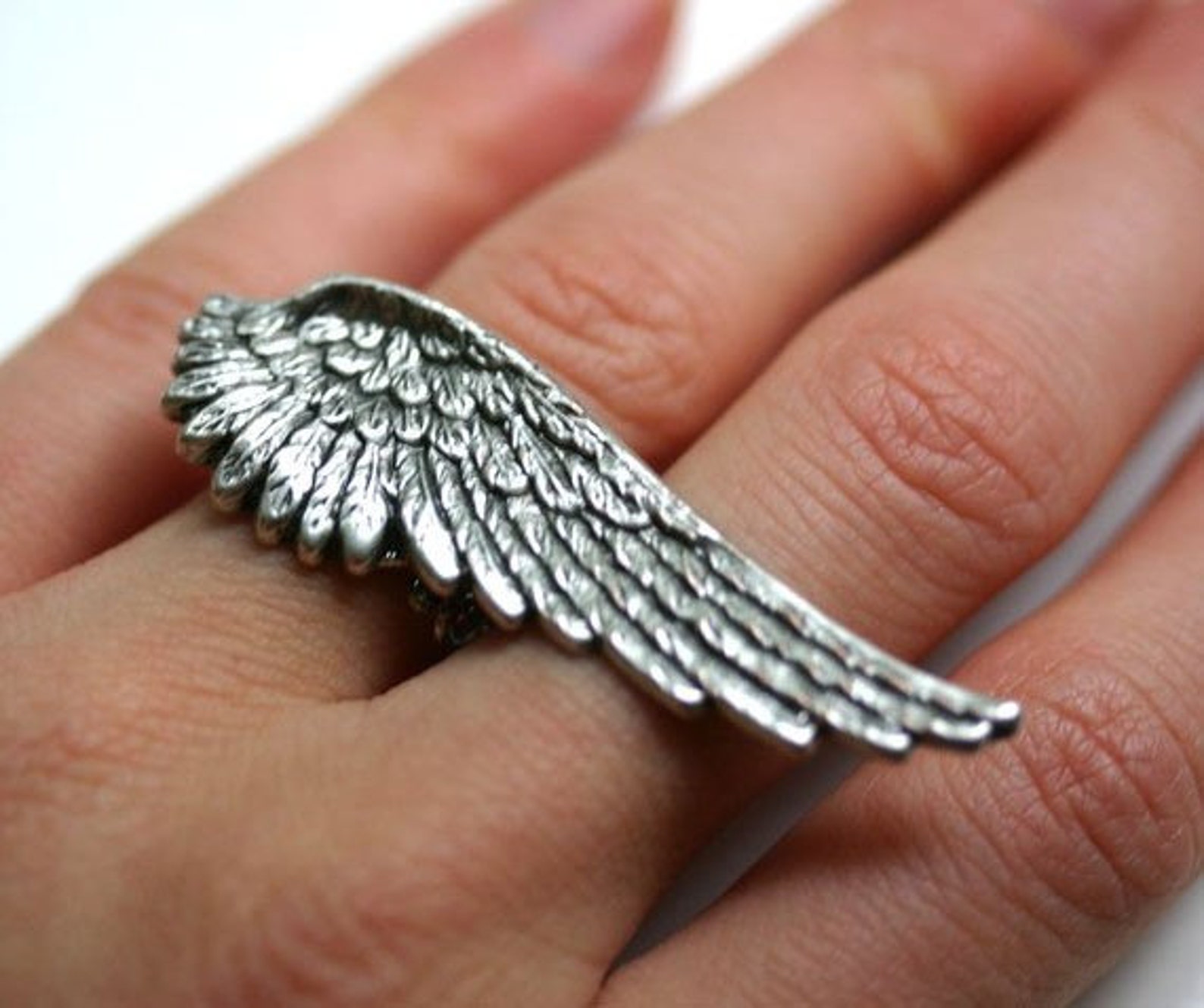Angel Wing Ring Adjustable 2 Finger Ring Etsy