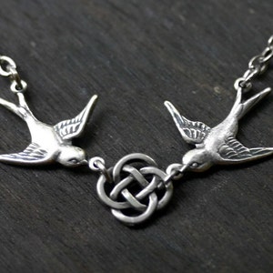 Celtic Knot and Swallows Necklace image 1