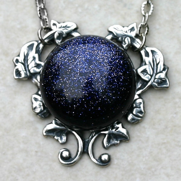 Constellation Necklace with Blue Goldstone Opal