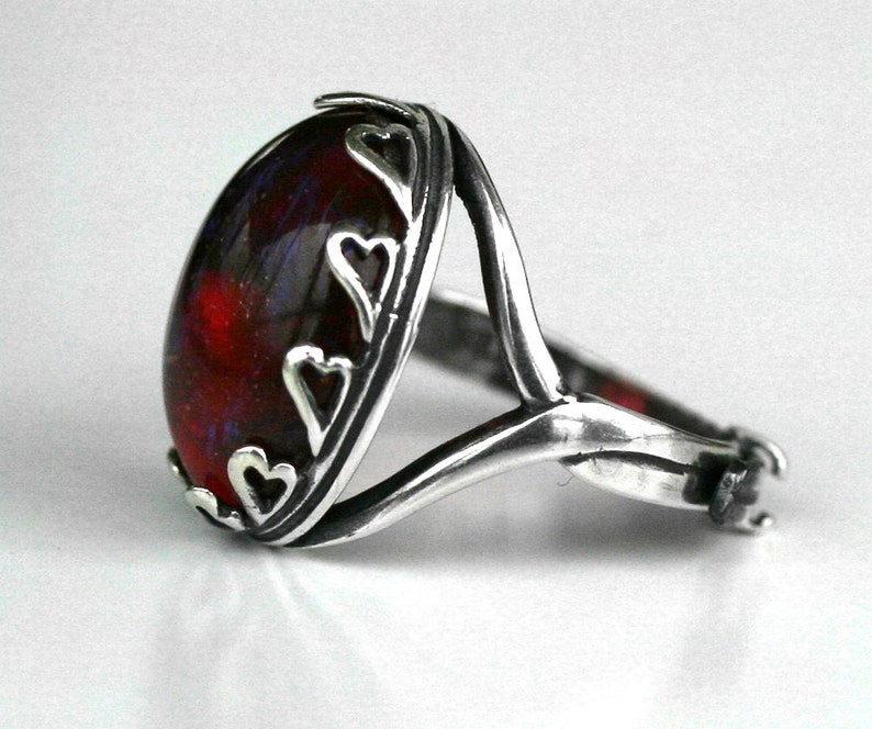 Fire Opal Dragon Breath Ring Adjustable 5-10 image 2