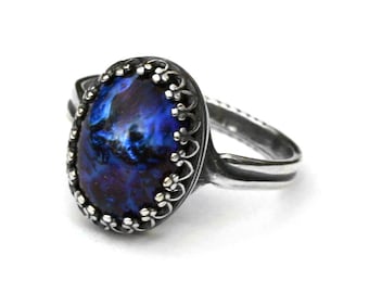 Galaxy Opal Ring - Blue Dragon Breath