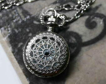 Silver Pocket Watch Necklace