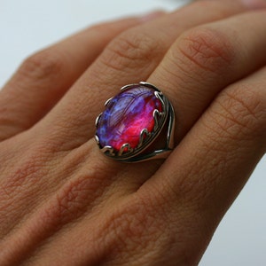 Fire Opal Dragon Breath Ring Adjustable 5-10 image 3