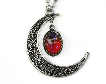 Crescent Moon Opal Necklace