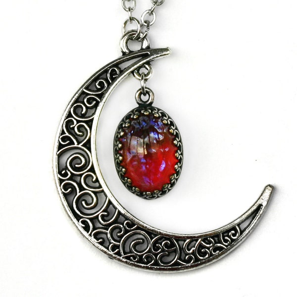 Crescent Moon Opal Necklace