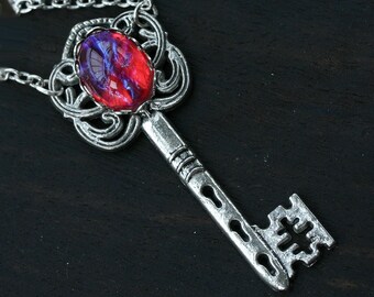Dragon Breath Key Necklace - Mexican Fire Opal