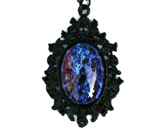 Firey Blue Dragon Breath Opal Necklace