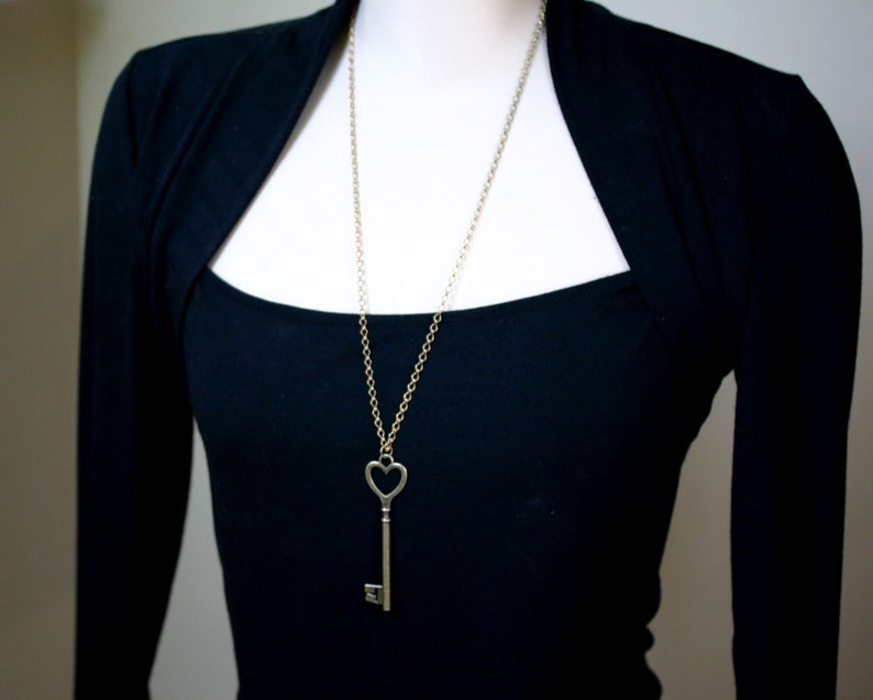 Key to My Heart Necklace in Antique Brass image 4