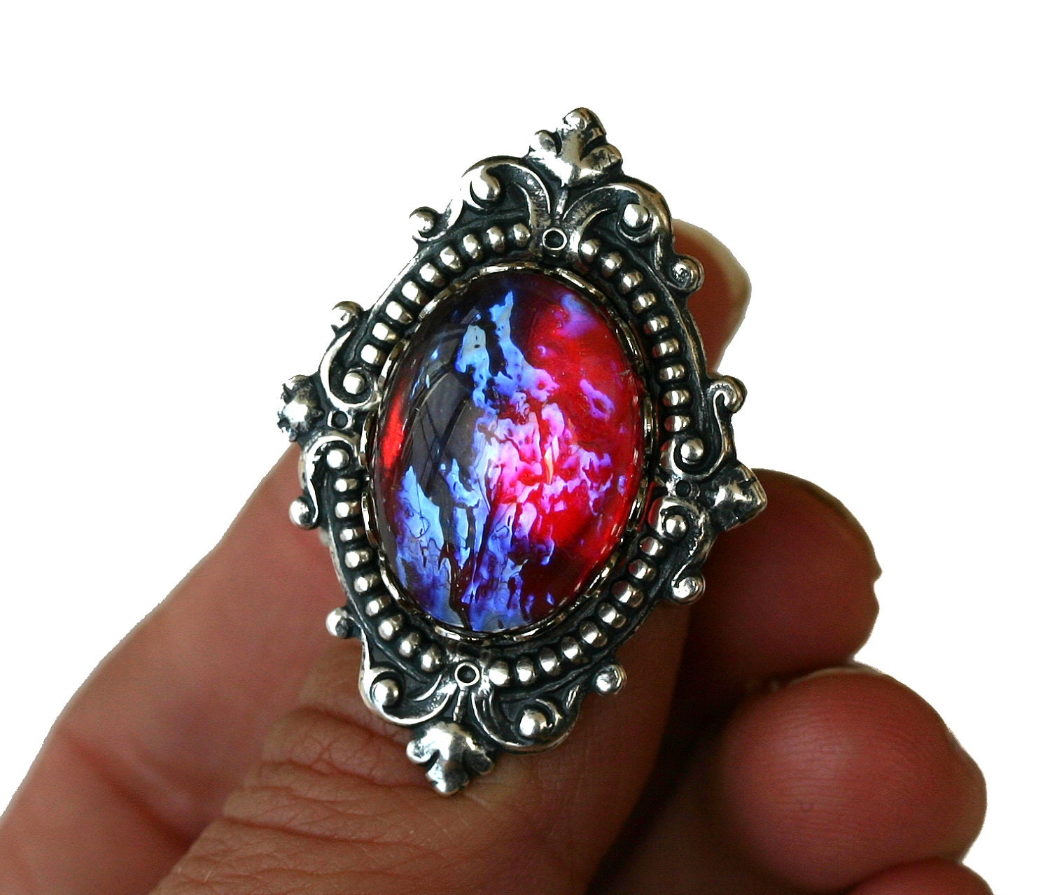 Fire Opal Ring Dragon Breath Nebula Ring Etsy Australia