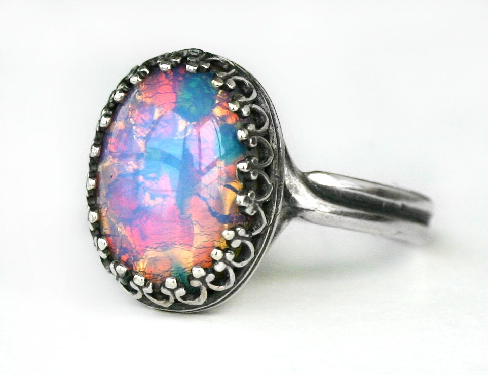 Pink fire opal sale ring