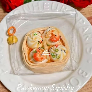 Shrimp Dim Sum Squishy: Jumbo Silicone Stress Relief Toy with Chopsticks