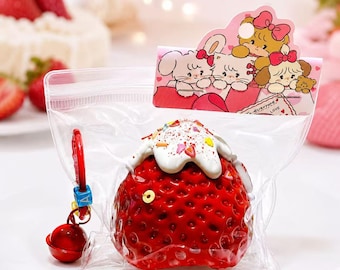 Jumbo Strawberry Cream Taba Squishy, Realistic Handmade Silicone Food Toy, Soft Stress Relief Gift, Kawaii Dessert Charm