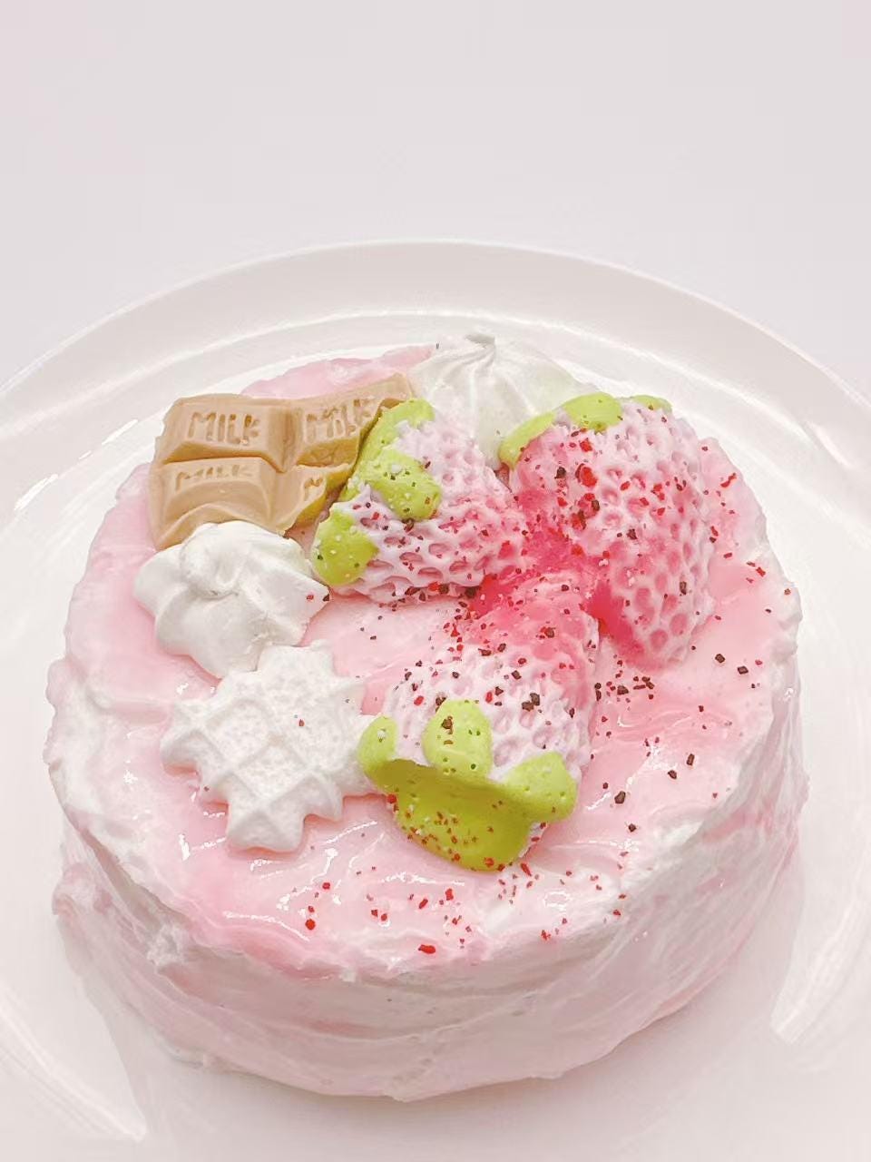 Strawberry Cake Taba Squishy, Kawaii Dessert Toy, Handmade Fake