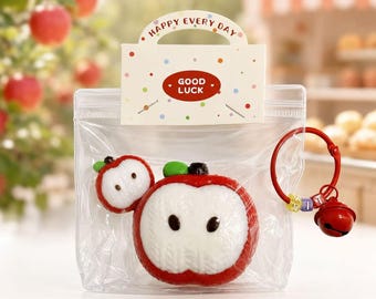 Handmade Knitted Apple Pair Squishy | Kawaii Stress Relief Toy