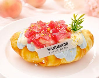 Jumbo Peach Croissant Taba Squishy: Handmade Silicone Stress Relief Toy