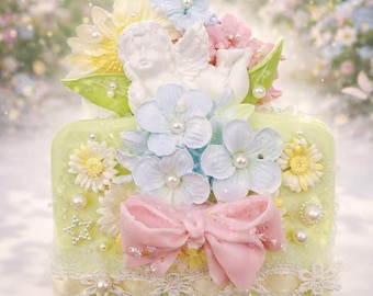Handmade Spring Flower Angel Squishy, Pastel Floral Kawaii Toy