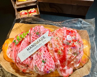 Strawberry Ice Cream Croissant Squishy: Jumbo Foodie Stress Relief Toy