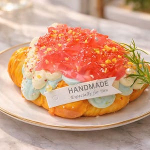 Peach Croissant Squishy: Jumbo Handmade Silicone Stress Relief Toy