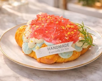 Peach Croissant Squishy: Jumbo Handmade Silicone Stress Relief Toy