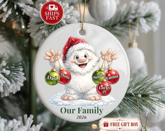 Custom Family Ornament 2026–Personalized Funny Christmas Ornament–Family Name Keepsake-Yeti Ornament-Funny Christmas Gift-First Christmas