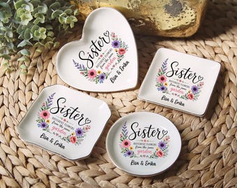 Personalized Ceramic Ring Dish, Sister Ring Dish, Sister Gift, Jewelry Dish for Sister, Birthday Gift for Sister, Sister Keepsake