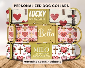 Faith Dog Collar, Personalized Dog Collar With Name,Engraved Dog Collar, Cute Dog Collar, Religious Dog Collar,Adjustable,Small-XLarge
