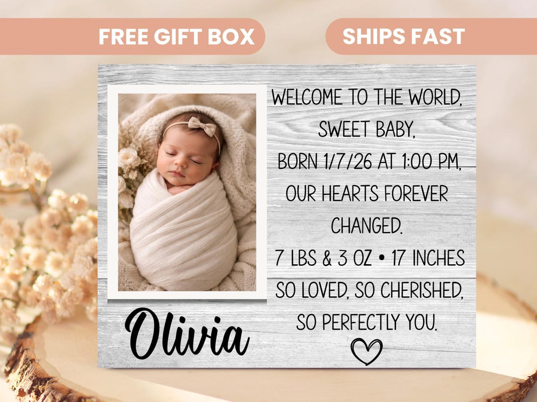 Baby Picture Frame, Personalized Nursery Room Decor, Custom Baby ...