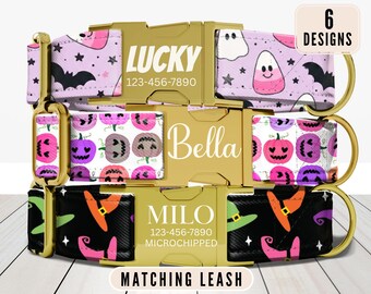 Pumpkin Dog Collar, Personalized Dog Collar with Name, Custom Engraved Dog Collar, Cute Halloween Puppy Collar, Fall Leash, Dog Gift, Pet ID