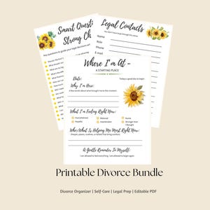 Printable Divorce Bundle | Editable PDF Divorce Organizer | Co-Parenting, Legal Prep, Healing & Self-Care Journal