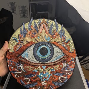 XXL Mystic Eye Embroidered iron on Back Patch 30cm Round Jacket Patch for Hoodie, Denim or Custom Streetwear psytrance psycafalic festival