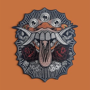 XXL Embroidered big Monster Mushroom Patch 11.8 Inch trippy psychedelic Gothic Horror Sew On Iron On big back Badge Textile Art Application