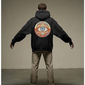 XXL Mystic Eye Embroidered Back Patch 30cm Round Jacket Patch for Hoodie, Denim or Custom Streetwear psytrance LSD psycafalic festival color