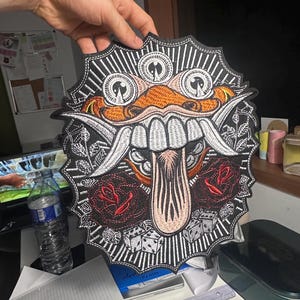 XXL Embroidered  big Monster Mushroom Patch 11.8 Inch trippy psychedelic Gothic Horror Sew On Iron On big back Badge Textile Art Application