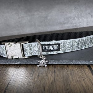 ODIN Viking Nordic Dog Collar  – Handmade Adjustable Collar in Grey and Silver for Small, Medium and Large Dogs