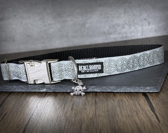 ODIN Viking Nordic Dog Collar  – Handmade Adjustable Collar in Grey and Silver for Small, Medium and Large Dogs