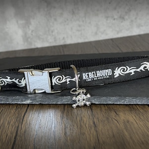 PRIMAL Tribal Dog Collar  – Handmade Adjustable Collar in Black and Silver for XS, Small and Medium Dogs