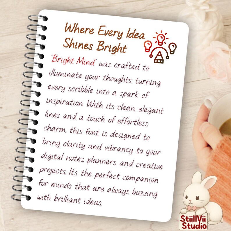 Clean Handwriting Study Notes Clean Handwriting Font for Digital Planner, Neat Notes, Minimalist ...