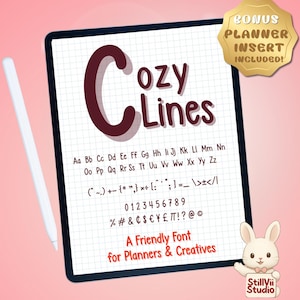 Fuente manuscrita elegante para planificador digital, Goodnotes y Remarkable, diario, estudio, escritura minimalista: Cozy Lines.