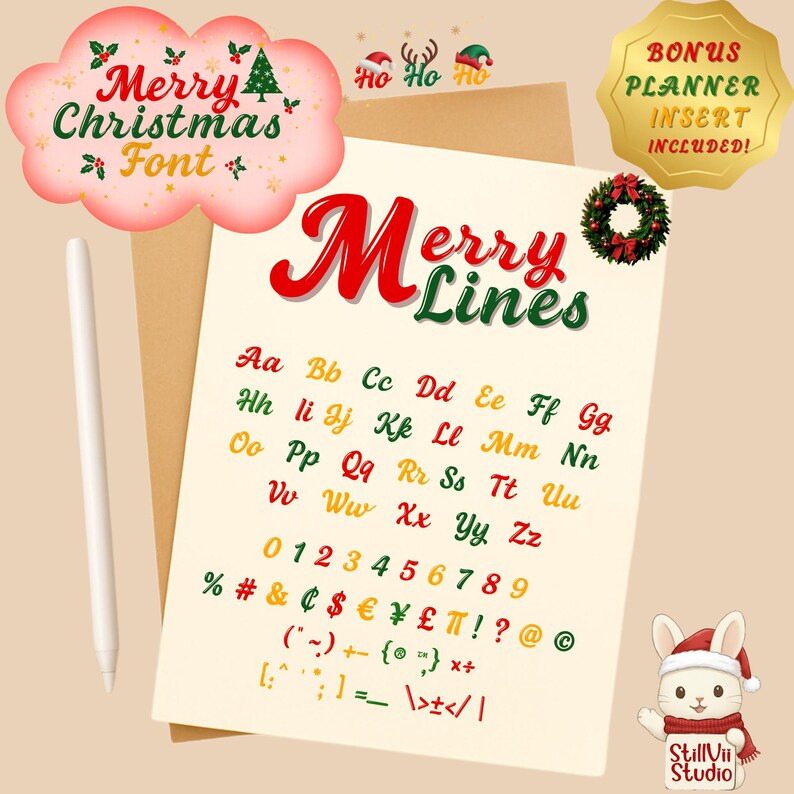 Christmas Inline Script Font, Retro Holiday Sublimation Font, Cute ...