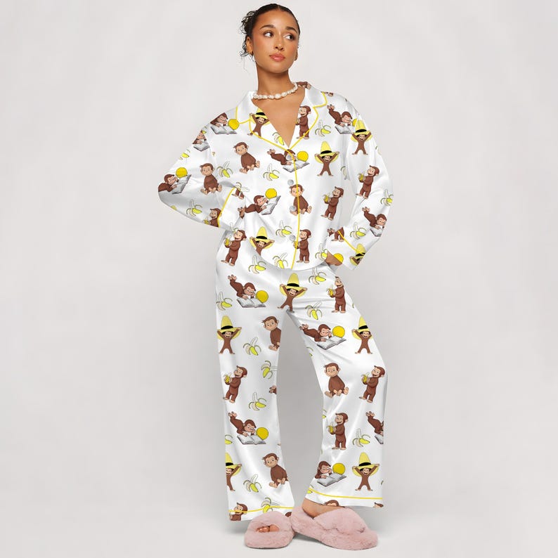 Ensemble de pyjama en satin de singe Punch, tenue de nuit confortable, vêtements de nuit avec animaux mignons, pyjama de famille assorti punch singe, ensemble de pyjama assorti pour enfant image 6
