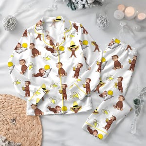 Ensemble de pyjama en satin de singe Punch, tenue de nuit confortable, vêtements de nuit avec animaux mignons, pyjama de famille assorti punch singe, ensemble de pyjama assorti pour enfant image 7