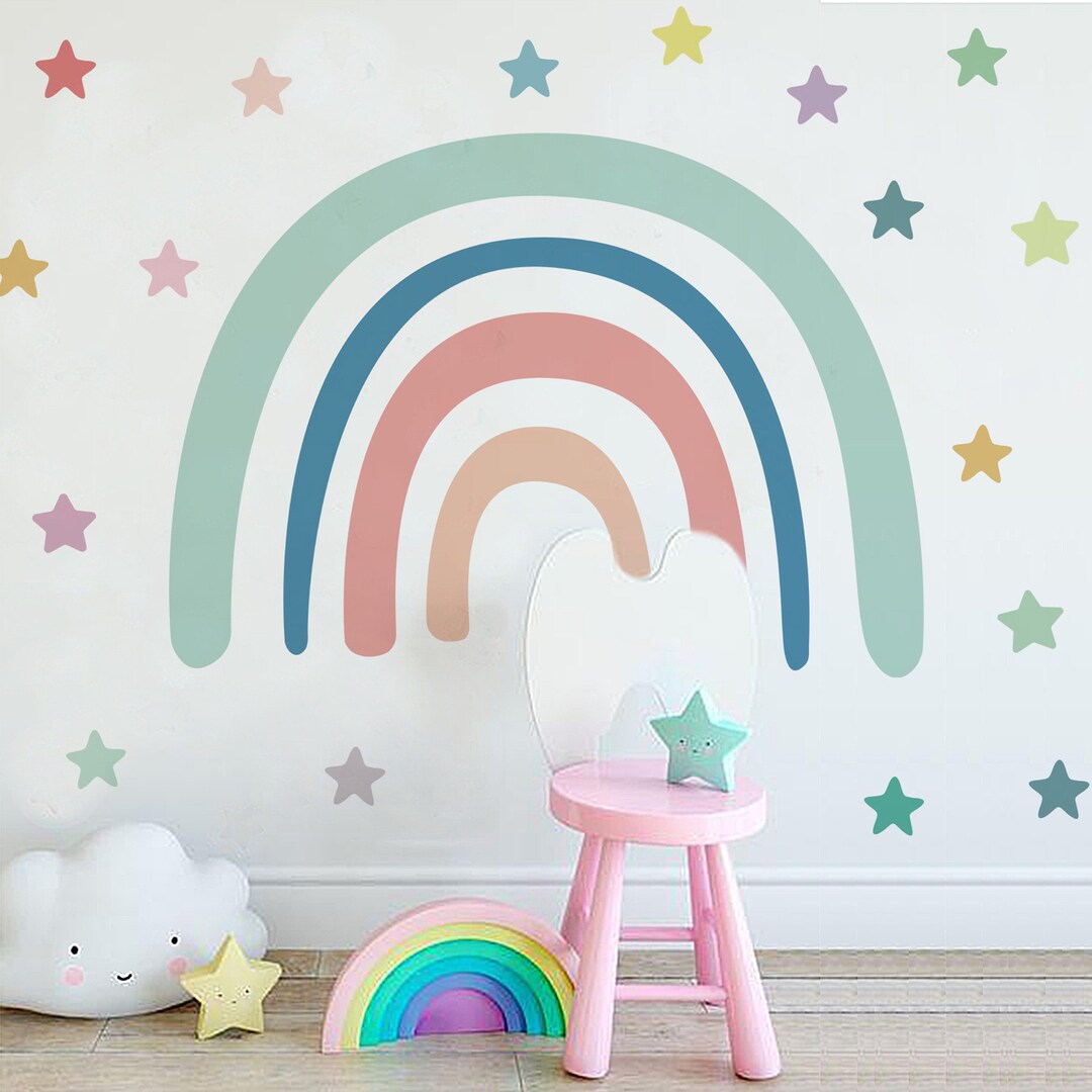 Rainbow Wall Decal Rainbow Arch Wall Sticker Boho Nursery Etsy