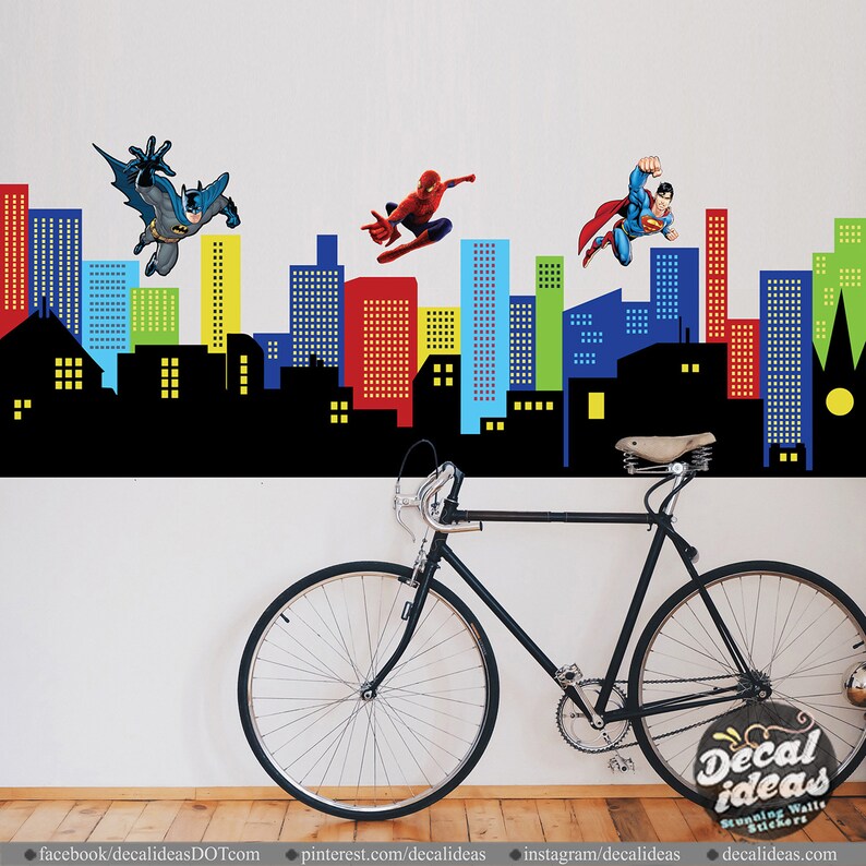Superhero Wall Decal Batman Wall Decal Nursery Wall Decal Etsy