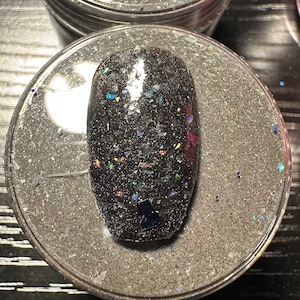 Obsidian - Black Holo Flake Nail Dip Fine Glitter Powder