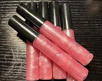 Cake Batter Flavored Pink Holo Lip Gloss 10ml Tube - Vegan and Gluten Free