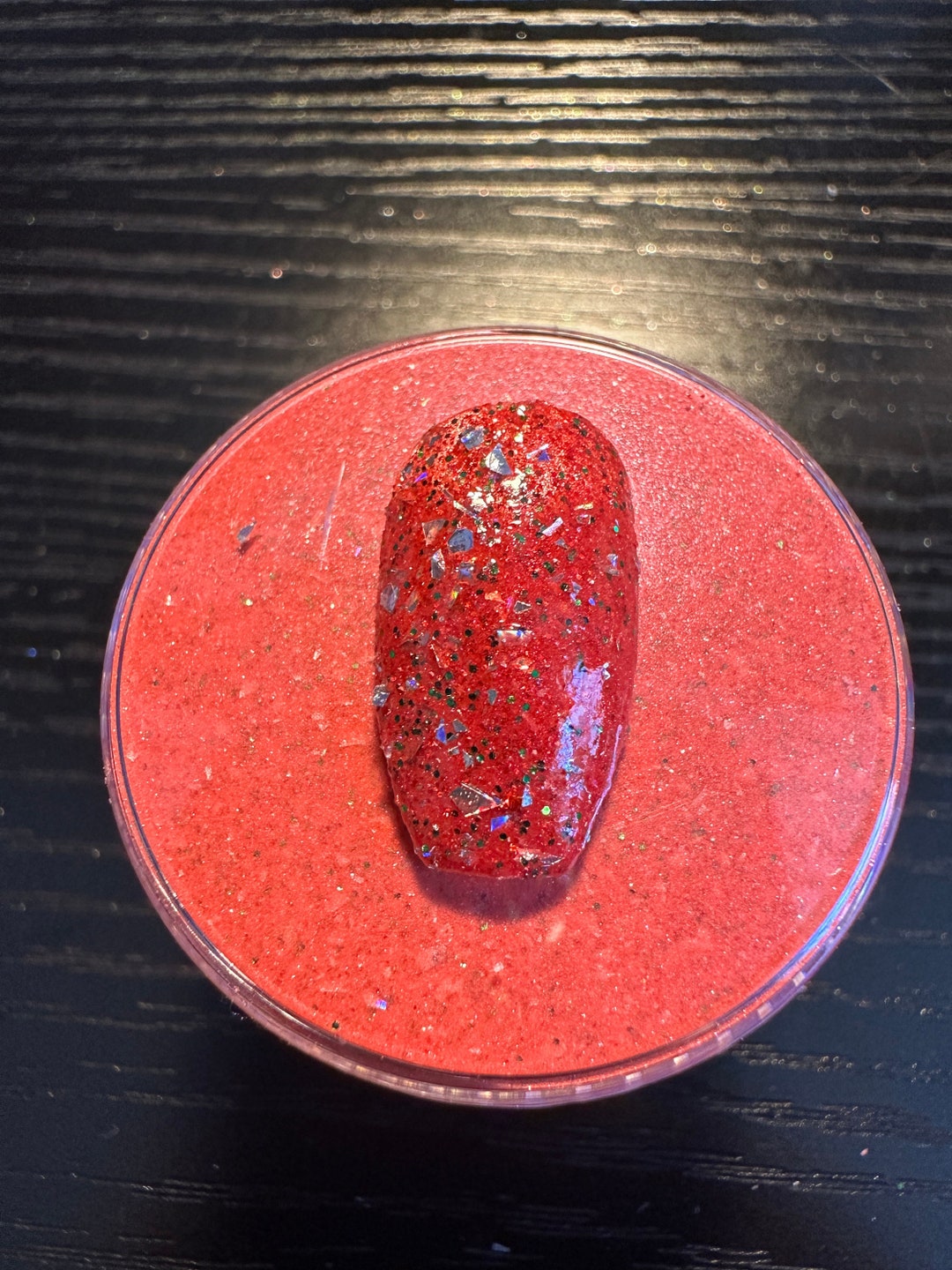 Bait Red Nail Dip Glitter Acrylic Powder With Silver Holo Etsy